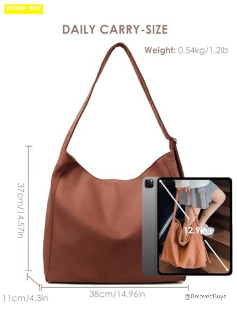 Faux Suede Slouchy Hobo Shoulder Bag Large Crossbody Tote for Work Travel